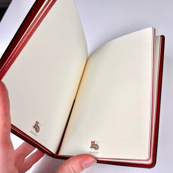 NEW $260 GUCCI Whimsy DERPY CAT GG Supreme Coated Canvas Stationery NOTEBOOK NWT - Picture 3 of 6